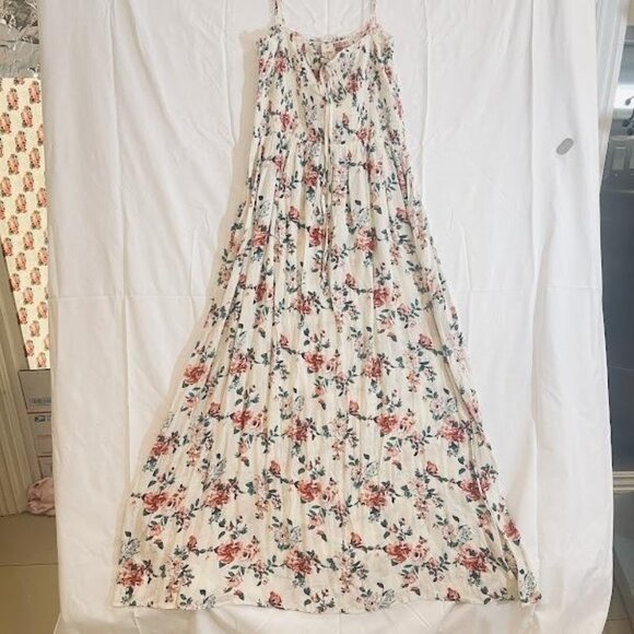 Ijoah Dress Womens Medium Maxi Boho Tiered Adjustable Straps‎ Pockets Floral - Picture 2 of 16